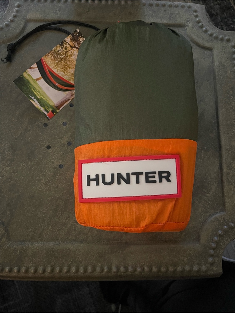 Hunter Green and Orange Packable Hammock
